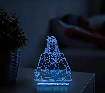 StarLaser 3D Illusion Lord Shiva Night Lamp Colour Changing Night Light Decorative Divine Desk Table Lights Festival Gifts Shiv Night Light